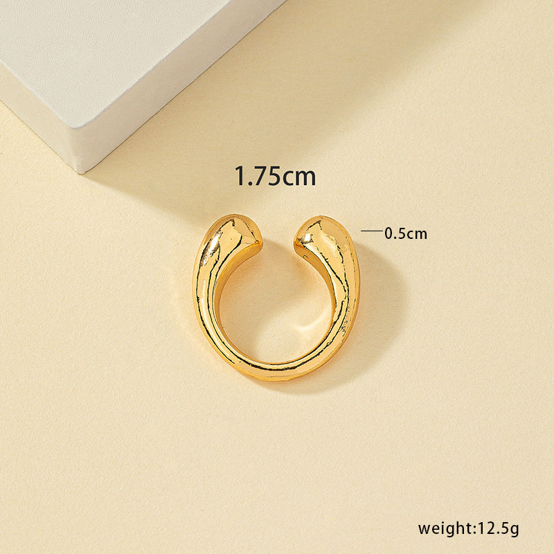 Simple Style Solid Color Alloy Plating 14k Gold Plated Women's Open Rings