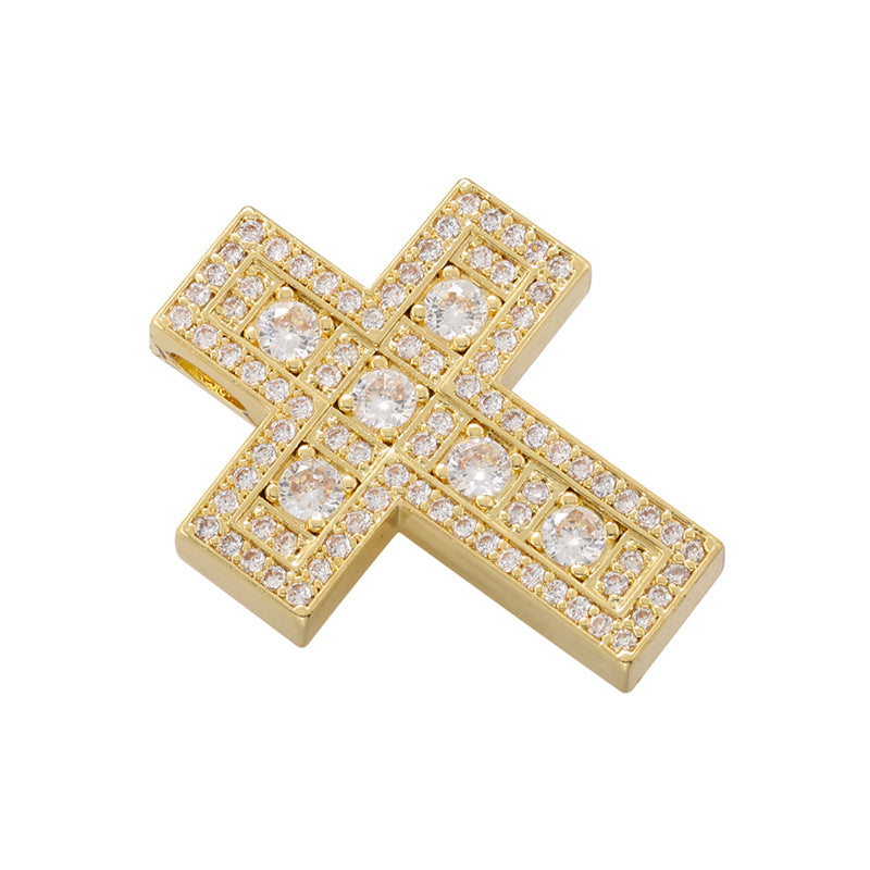 Hip-hop Retro Cross Copper Plating Inlay Zircon 18k Gold Plated Charms