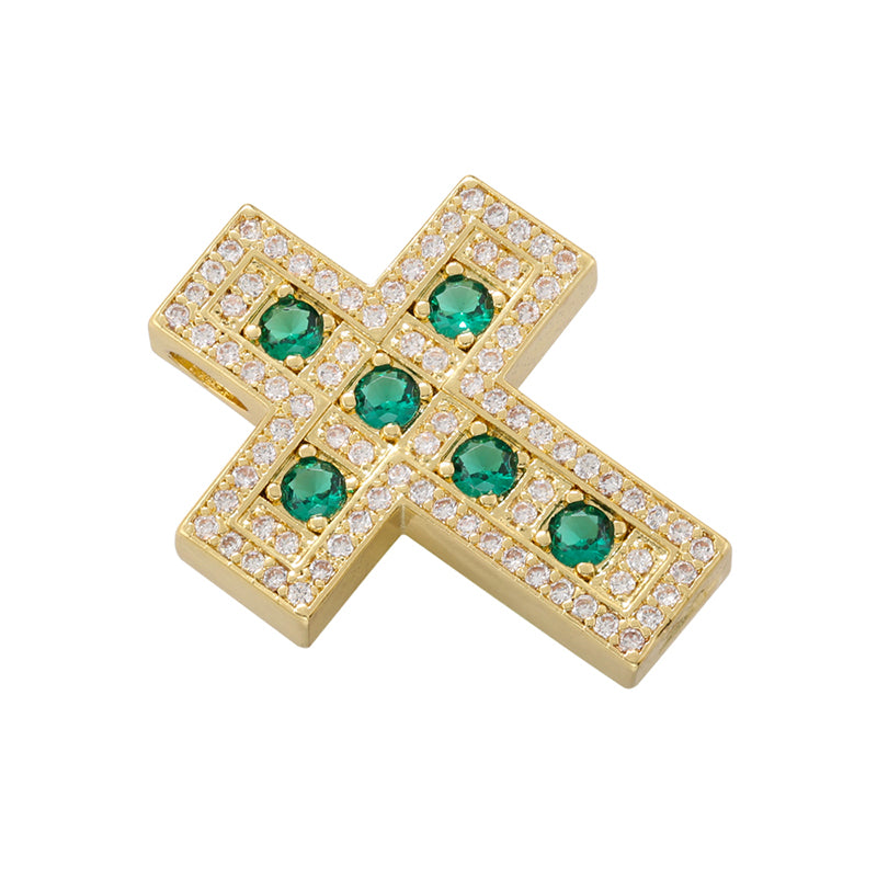 Hip-hop Retro Cross Copper Plating Inlay Zircon 18k Gold Plated Charms