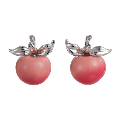 1 Pair Casual Simple Style Peach Plating Alloy White Gold Plated Ear Studs