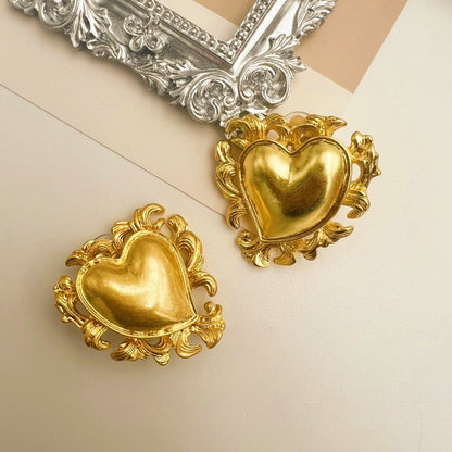 1 Pair Vintage Style Heart Shape Plating Alloy Ear Studs