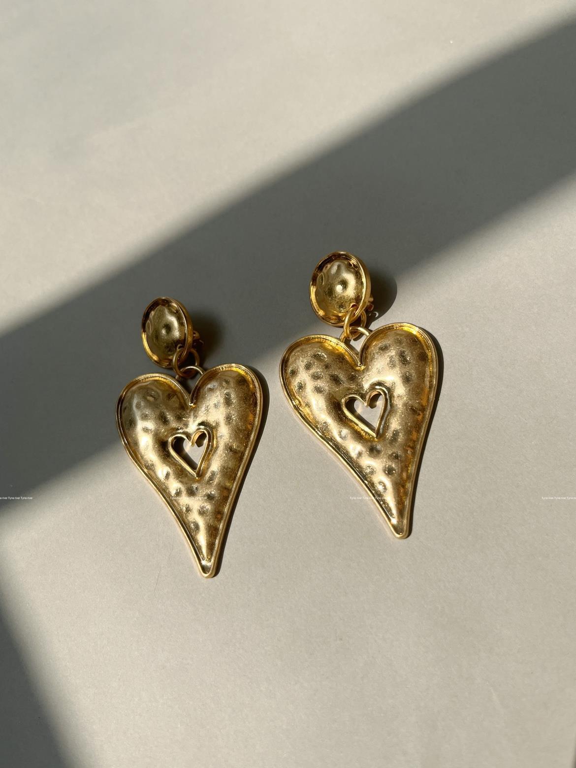 1 Pair Simple Style Classic Style Heart Shape Plating Metal Gold Plated Drop Earrings