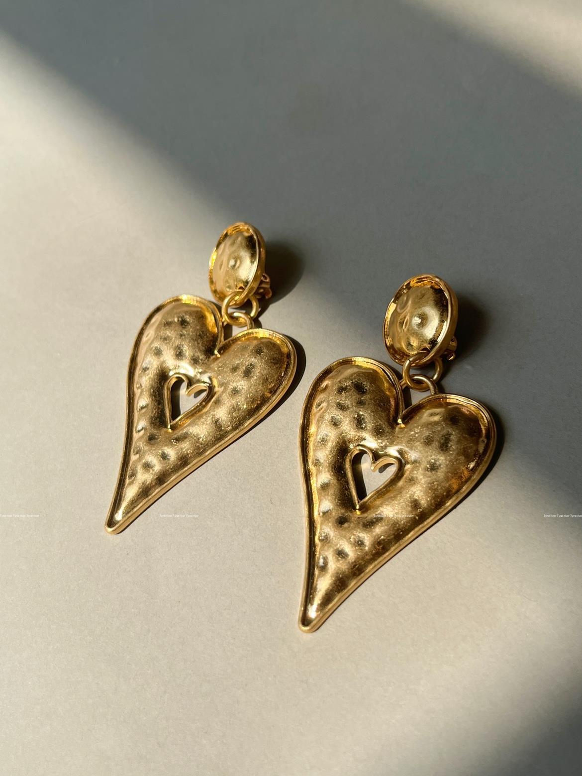 1 Pair Simple Style Classic Style Heart Shape Plating Metal Gold Plated Drop Earrings