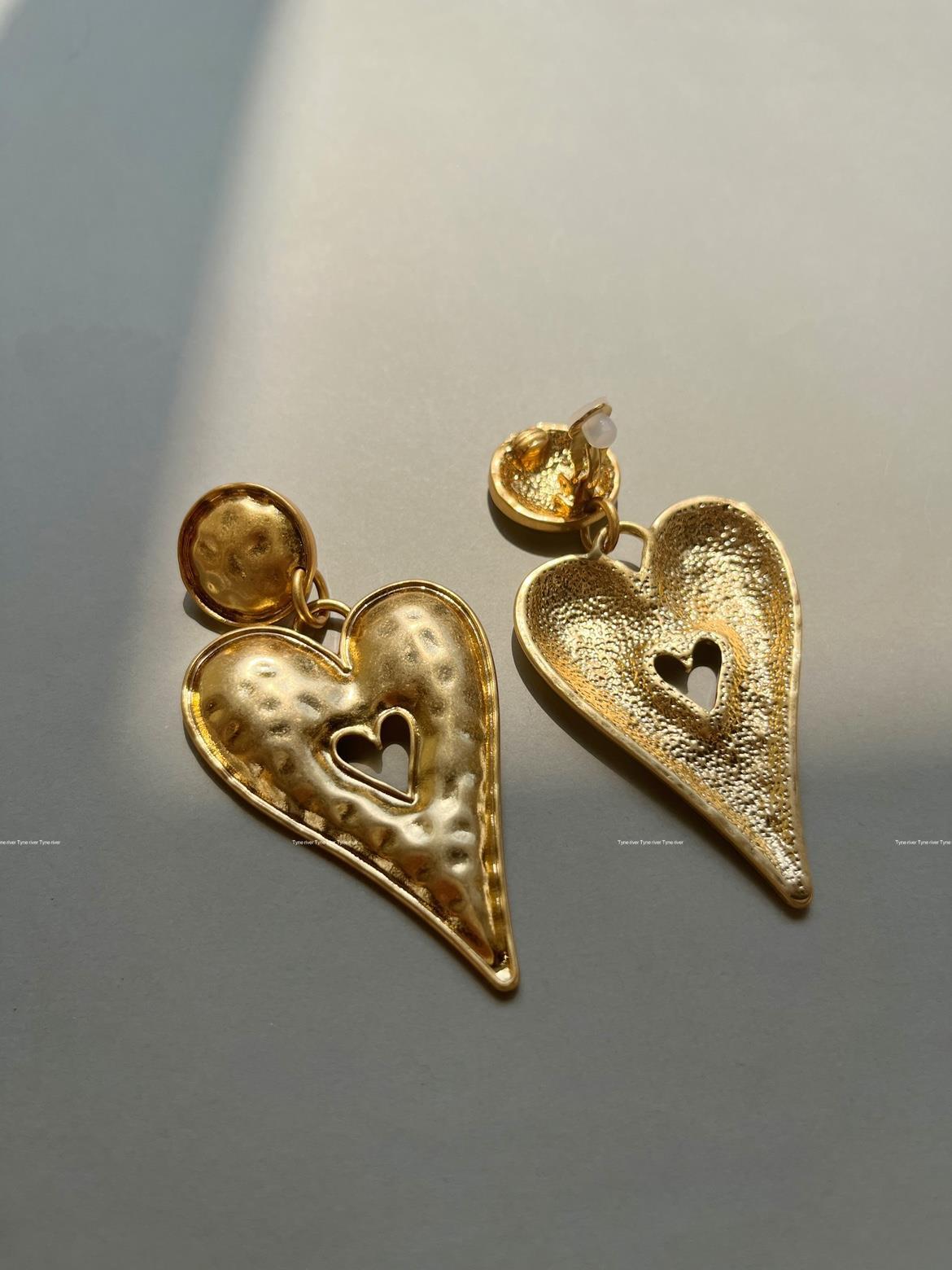 1 Pair Simple Style Classic Style Heart Shape Plating Metal Gold Plated Drop Earrings