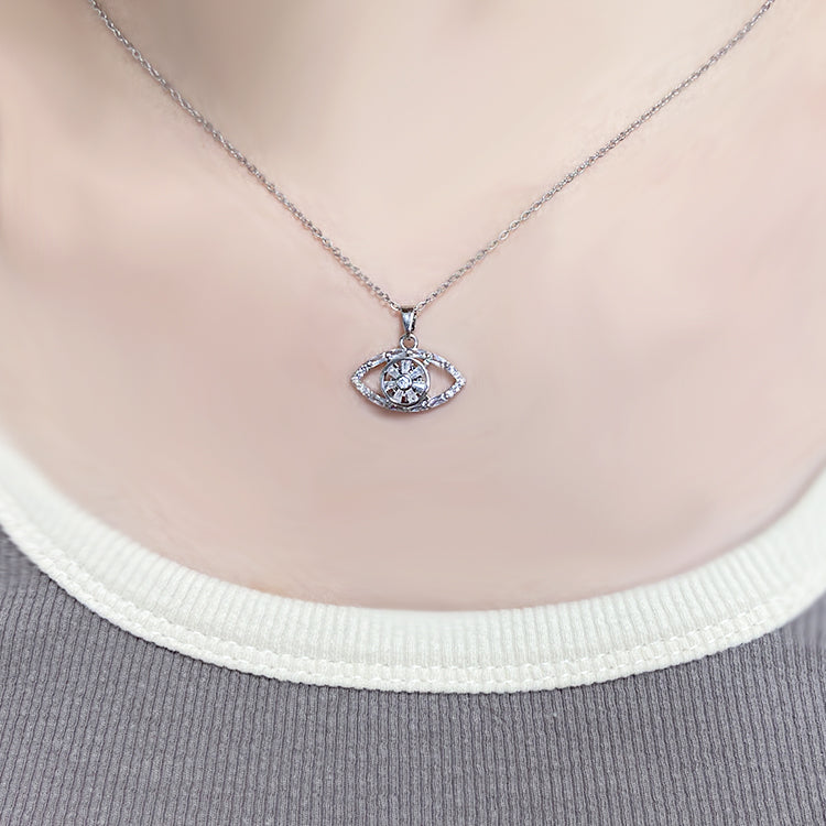 Simple Style Classic Style Moon Heart Shape Butterfly Stainless Steel Alloy Copper Plating Inlay Rhinestones Glass Stone Zircon White Gold Plated Pendant Necklace