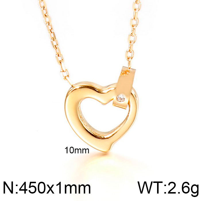 Wholesale Basic Heart Shape Stainless Steel Titanium Steel Plating Pendant Necklace