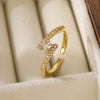 Simple Style Geometric Solid Color Copper Plating Inlay Zircon 18k Gold Plated Open Rings