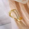 Simple Style Geometric Solid Color Copper Plating Inlay Zircon 18k Gold Plated Open Rings