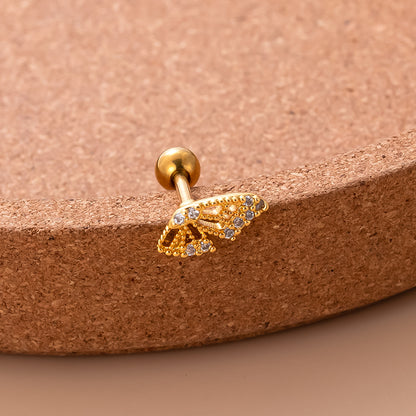 1 Piece Sweet Water Droplets Butterfly Plating Inlay Stainless Steel Zircon 18k Gold Plated Ear Studs