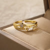 Simple Style Commute Color Block Copper Plating Inlay Zircon 18k Gold Plated Open Rings