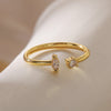 Simple Style Commute Square Copper Plating Inlay Zircon 18k Gold Plated Open Rings