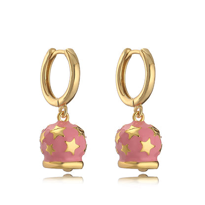 1 Pair Casual Sweet Simple Style Bell Enamel Plating Copper 18k Gold Plated Drop Earrings