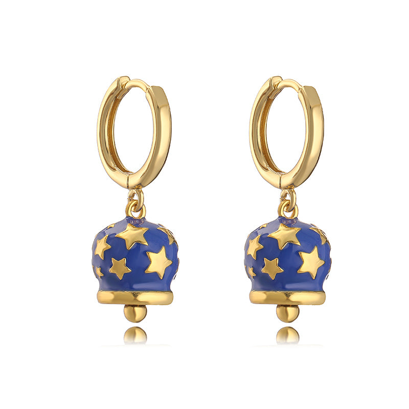 1 Pair Casual Sweet Simple Style Bell Enamel Plating Copper 18k Gold Plated Drop Earrings