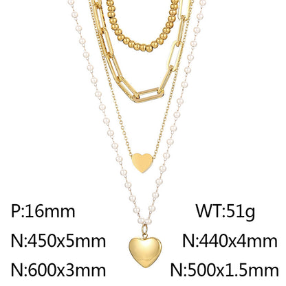 Wholesale Basic Heart Shape Titanium Steel Plating Gold Plated Sweater Chain