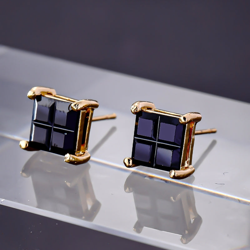 1 Pair Hip-hop Retro Classic Style Square Plating Inlay Copper Zircon White Gold Plated Gold Plated Ear Studs