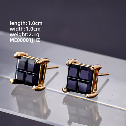 1 Pair Hip-hop Retro Classic Style Square Plating Inlay Copper Zircon White Gold Plated Gold Plated Ear Studs