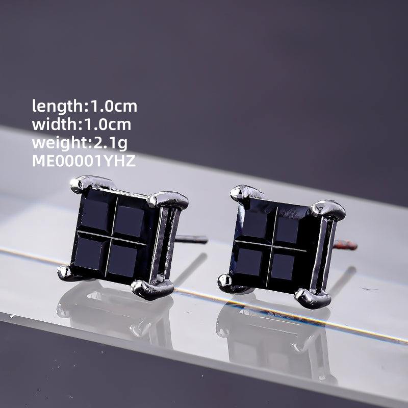 1 Pair Hip-hop Retro Classic Style Square Plating Inlay Copper Zircon White Gold Plated Gold Plated Ear Studs