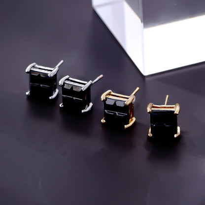 1 Pair Hip-hop Retro Classic Style Square Plating Inlay Copper Zircon White Gold Plated Gold Plated Ear Studs