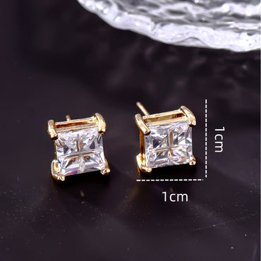 1 Pair Hip-hop Retro Classic Style Square Plating Inlay Copper Zircon White Gold Plated Gold Plated Ear Studs