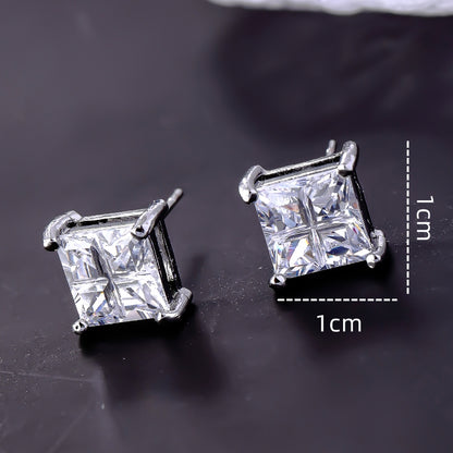 1 Pair Hip-hop Retro Classic Style Square Plating Inlay Copper Zircon White Gold Plated Gold Plated Ear Studs