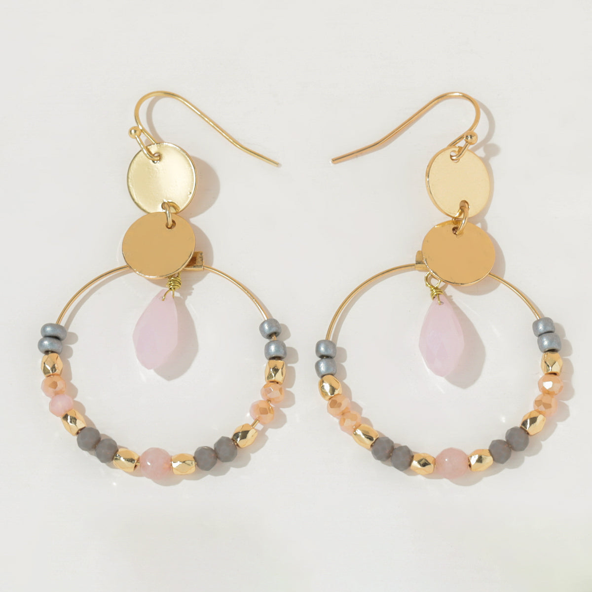 1 Pair Vacation Pastoral Simple Style Round Artificial Crystal Glass Gold Plated Drop Earrings