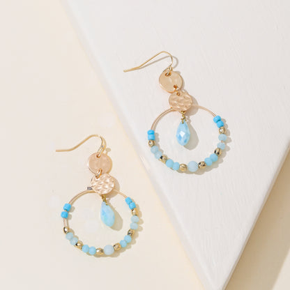 1 Pair Vacation Pastoral Simple Style Round Artificial Crystal Glass Gold Plated Drop Earrings