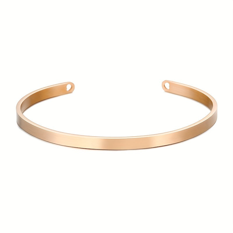 Elegant Retro Solid Color Stainless Steel Plating Hollow Out 18k Gold Plated Bangle