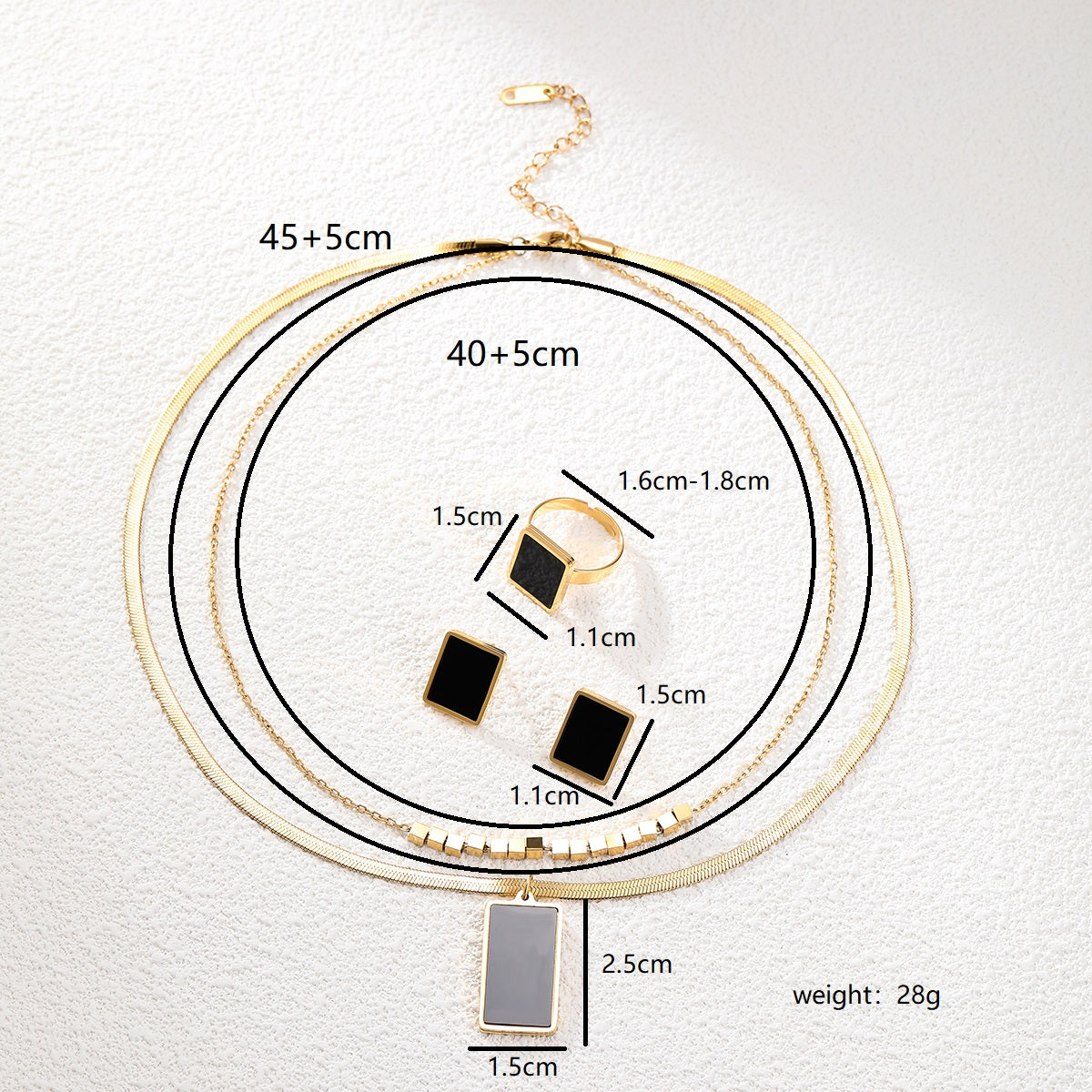 Ig Style Modern Style Rectangle Stainless Steel Plastic Plating Inlay Plastic 18k Gold Plated Jewelry Set