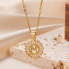 Simple Style Letter Stainless Steel Copper Plating Inlay Artificial Diamond 18k Gold Plated Pendant Necklace