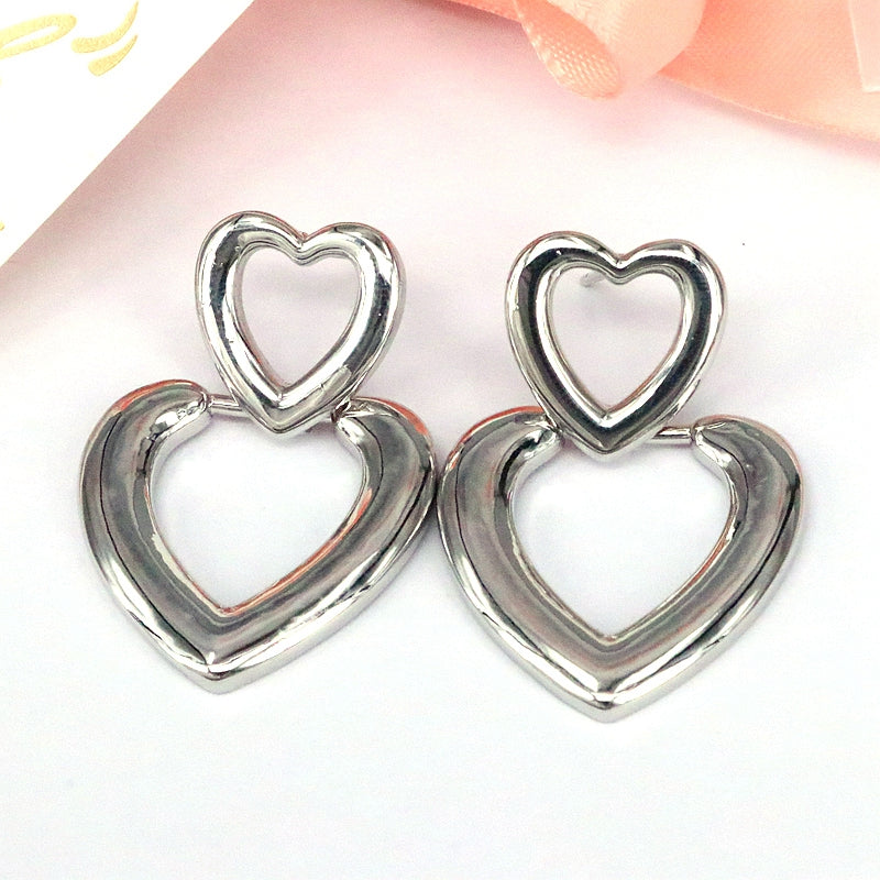 1 Pair Vintage Style Simple Style Heart Shape Copper Gold Plated Silver Plated Ear Studs