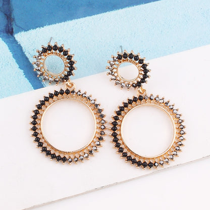 1 Pair Simple Style Classic Style Round Dots Plating Inlay Alloy Rhinestones Gold Plated Drop Earrings