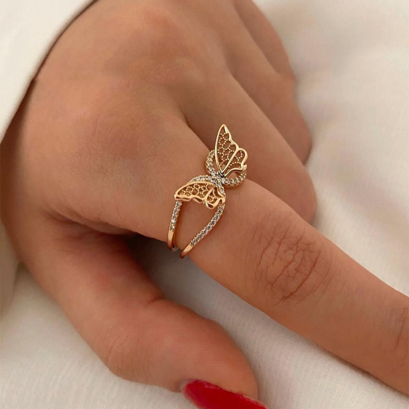 Vintage Style Butterfly Stainless Steel Open Rings