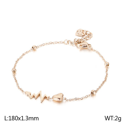 Elegant Basic Heart Shape Titanium Steel Plating Bracelets