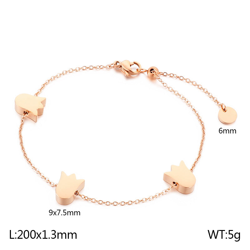 Casual Basic Flower Titanium Steel Bracelets