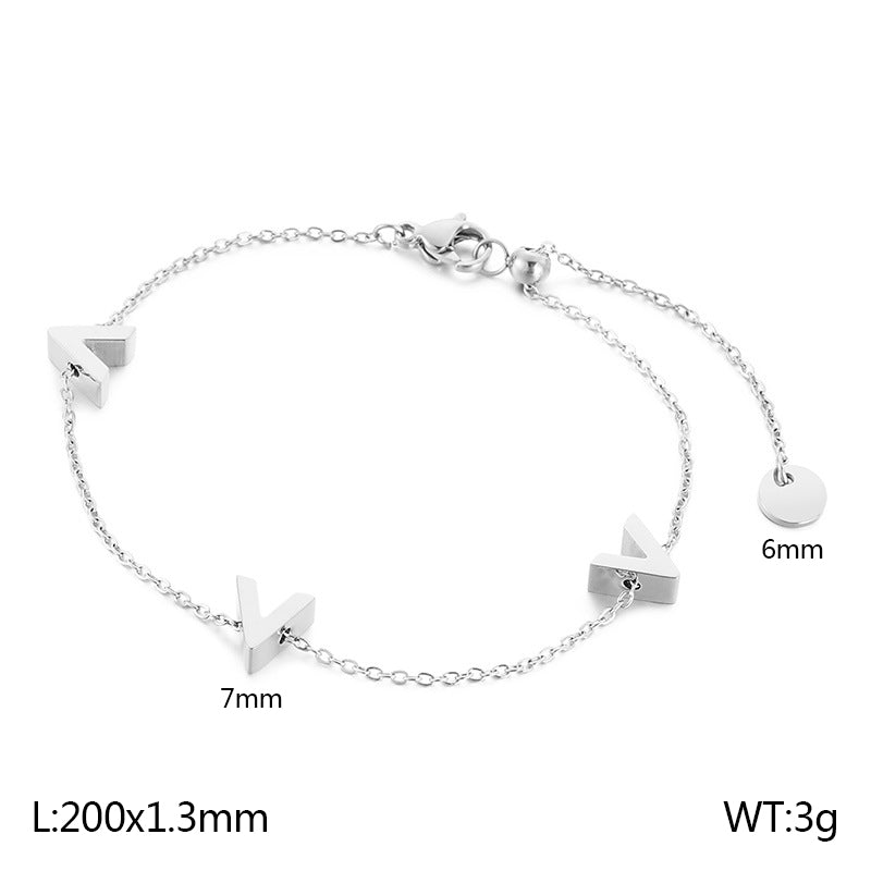 Basic Streetwear Letter Titanium Steel Bracelets