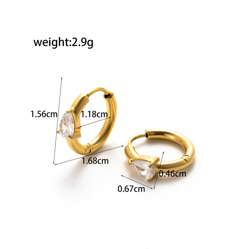 1 Pair French Style Simple Style Korean Style Pentagram Geometric Heart Shape Plating Inlay Stainless Steel Zircon 18k Gold Plated Earrings