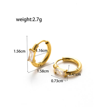 1 Pair French Style Simple Style Korean Style Pentagram Geometric Heart Shape Plating Inlay Stainless Steel Zircon 18k Gold Plated Earrings