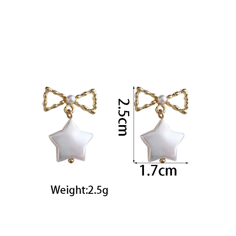 1 Pair Simple Style Bow Knot Plating Inlay Alloy Artificial Pearls Gold Plated Drop Earrings