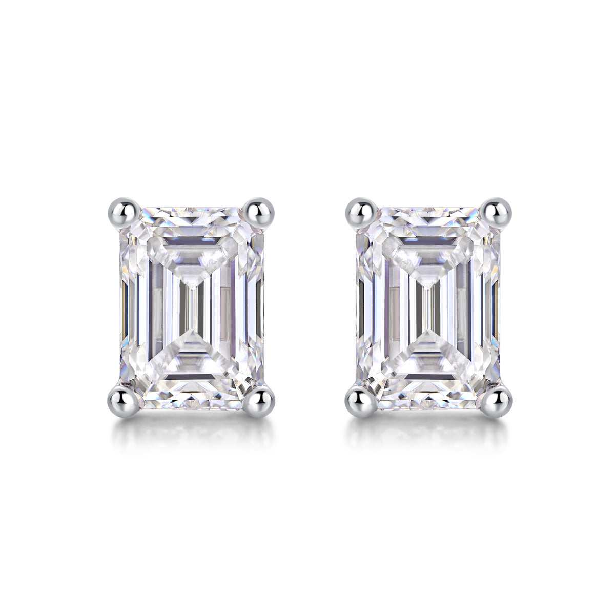 Simple Style Solid Color Sterling Silver Inlay Moissanite Ear Studs