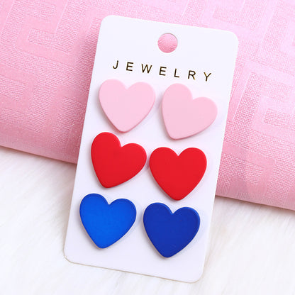 1 Set Sweet Round Heart Shape Rhombus Spray Paint Arylic Ear Studs