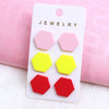 1 Set Sweet Round Heart Shape Rhombus Spray Paint Arylic Ear Studs