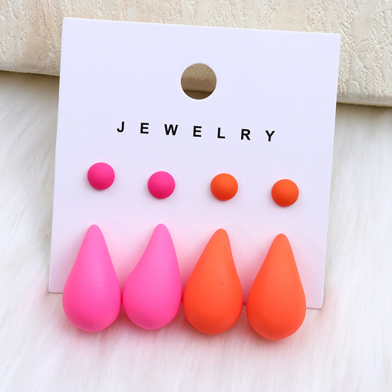 1 Set Cute Water Droplets Spray Paint Arylic Ear Studs