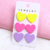 1 Set Sweet Round Heart Shape Rhombus Spray Paint Arylic Ear Studs