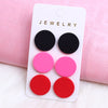 1 Set Sweet Round Heart Shape Rhombus Spray Paint Arylic Ear Studs