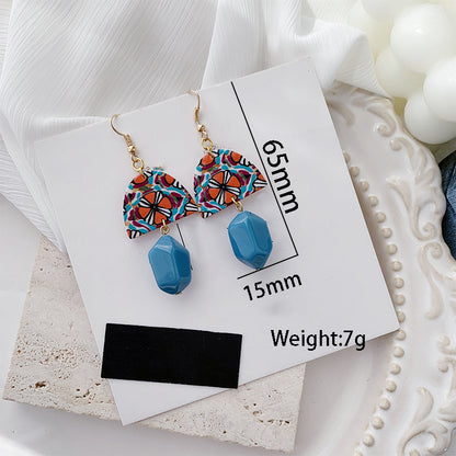 1 Pair Retro Color Block Plating Resin Gold Plated Drop Earrings