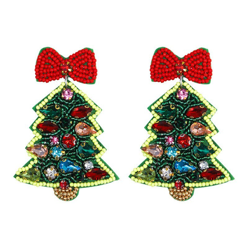 1 Pair Cute Christmas Tree Crutch Snowflake Plastic Drop Earrings