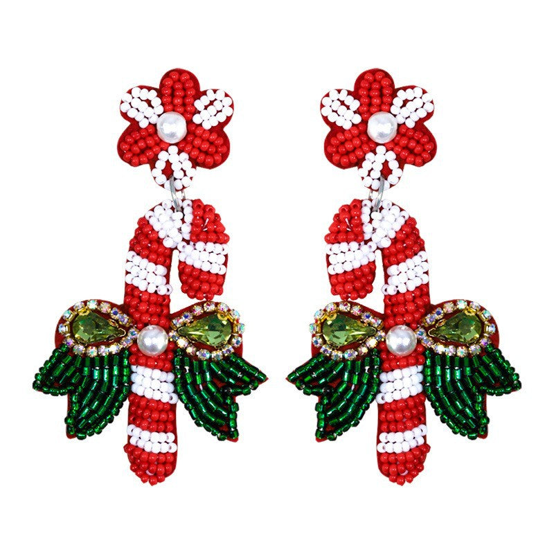 1 Pair Cute Christmas Tree Crutch Snowflake Plastic Drop Earrings