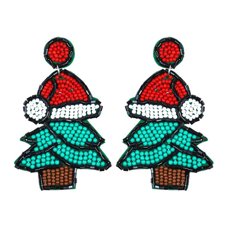 1 Pair Cute Christmas Tree Crutch Snowflake Plastic Drop Earrings