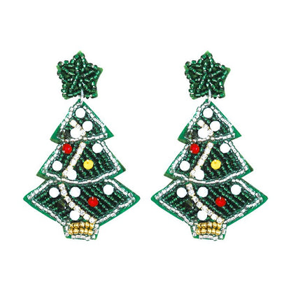 1 Pair Cute Christmas Tree Crutch Snowflake Plastic Drop Earrings