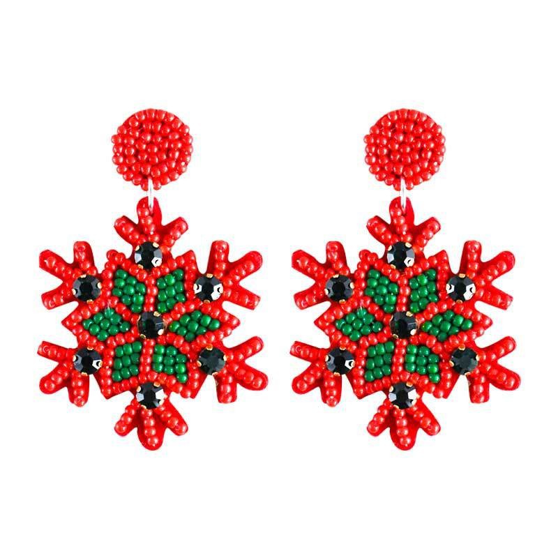 1 Pair Cute Christmas Tree Crutch Snowflake Plastic Drop Earrings